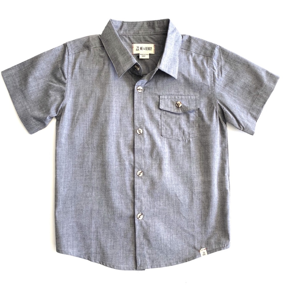 Grey Short Sleeve Button Down